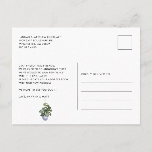 We hebben Chic Boho Moving Announcement verplaatst Aankondigingskaart (Achterkant)