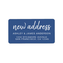 We hebben Classic Blue New Address-label verplaats Etiket