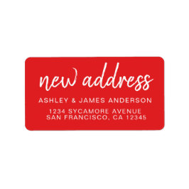 We hebben Classic Bright Red New Address verplaats Etiket