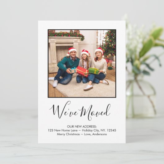 We hebben Custom Photo Red Pset Holiday Moving Aankondiging (Staand voorkant)