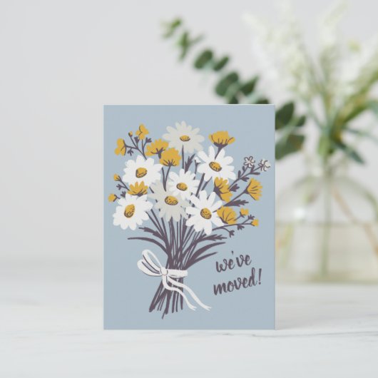 We hebben Daisy Bouquet verplaatst Nieuw Home Adre Briefkaart (Staand voorkant)