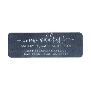 We hebben Dark Blue New Address-label verplaatst Etiket