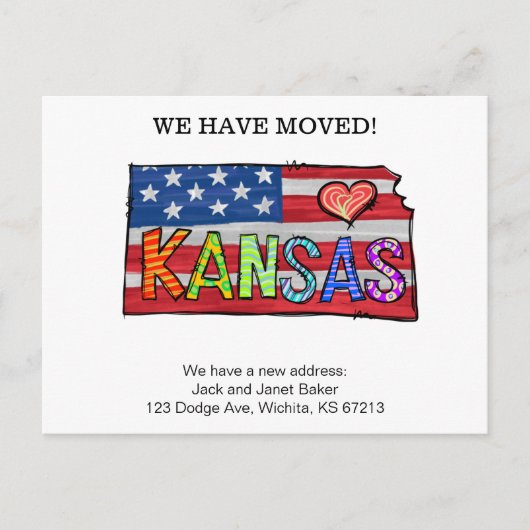 We hebben de Kansas-staten verplaatst naar de aank Briefkaart (Voorkant)