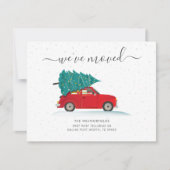 We hebben de kerstvakantie met rode auto verplaats aankondiging (Voorkant)