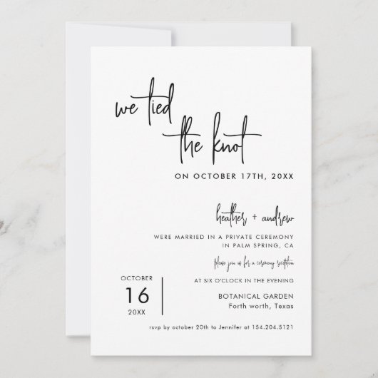 We Hebben De Knoop Door Elopement Aankondiging (Voorkant)