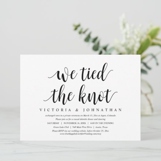 We Hebben de Knoop Doorgehakt, Bruiloft Elopement Kaart (Staand voorkant)