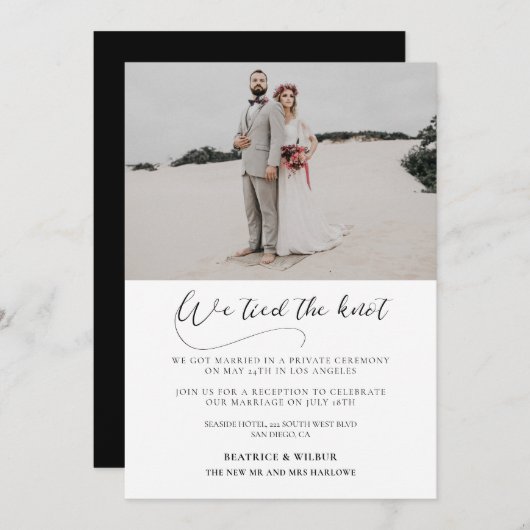 We hebben de knoop doorgehakt Elegante kalligrafie Kaart (Voorkant / Achterkant)