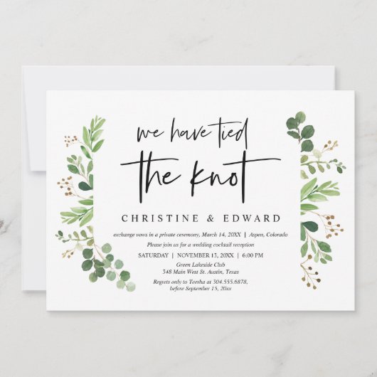 We hebben de knoop doorgehakt, Trouw Elopement Fee Kaart (Voorkant)