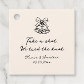 We hebben de knoop met de hand getrokken bruiloft bedankjes labels (Voorkant)