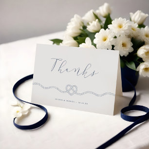 We hebben de knoop Nautical Navy & White Dank u Bedankkaart