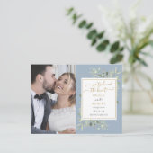 We hebben de knoop script foto groen bruiloft aankondigingskaart (Staand voorkant)