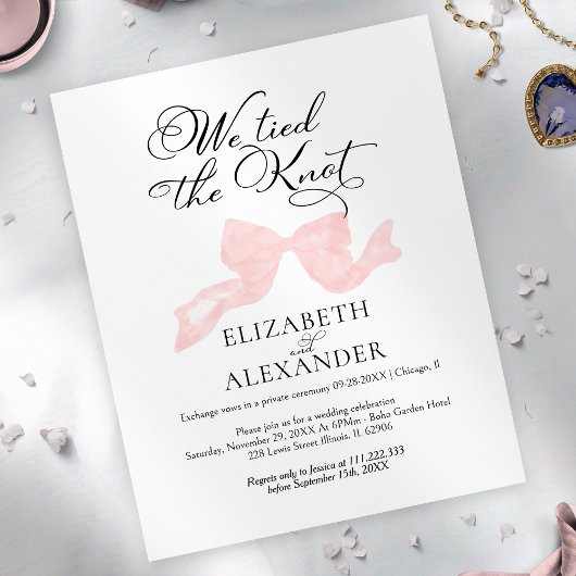 We hebben de knoop vastgemaakt | Roze strik bruilo