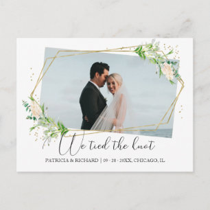 We hebben de Knot Greenery Eloped aankondiging geb Briefkaart