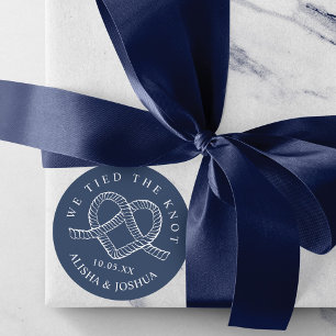 We hebben de Knot Rope Heart Nautical Navy & White Ronde Sticker