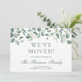 We hebben de Waterverf Eucalyptus Greenery Moving Aankondiging (Staand voorkant)