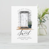 We hebben de witte voordeur van Waterverf Hamptons Aankondiging (Staand voorkant)