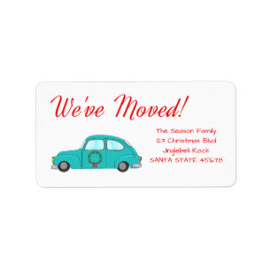 We hebben een auto met een groot kerstlabel. etiket