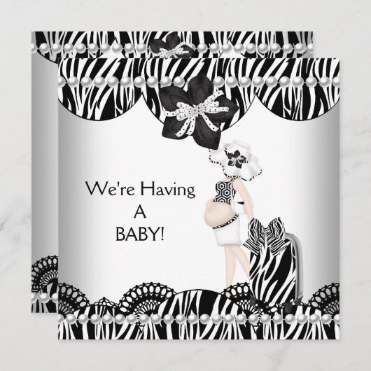 We hebben een BABY. Black White Zebra Verwacht Aankondiging (Voorkant / Achterkant)