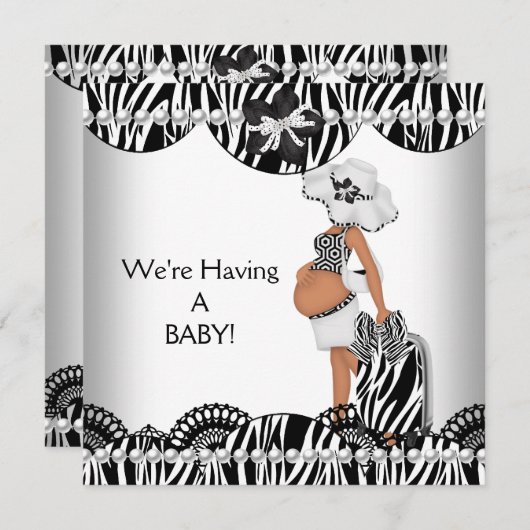 We hebben een BABY. Black White Zebra Verwacht Aankondiging (Voorkant / Achterkant)