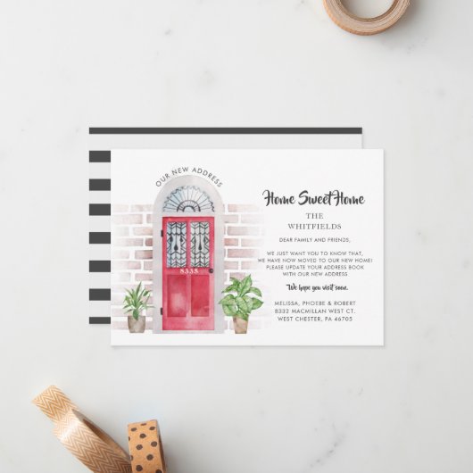 We hebben een elegante verhuisaankondiging gemaakt notitiekaartje (Voorkant / Achterkant in situ)