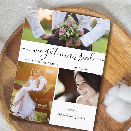 We hebben een gehuwd script 3Photo Collage Wedding Briefkaart