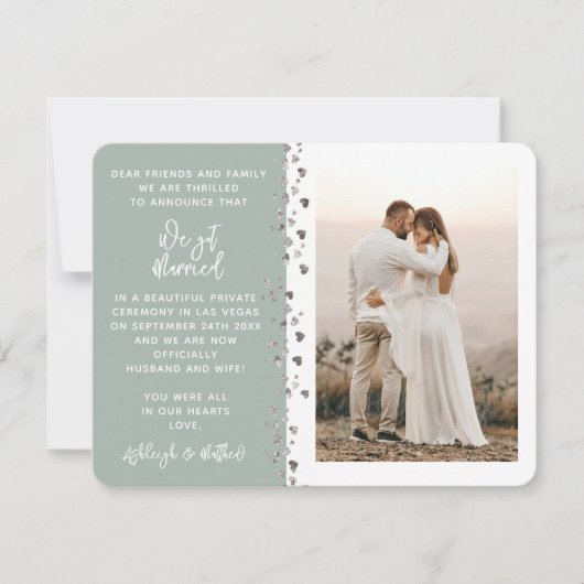 We hebben een gehuwde Glitter Heart Foto Eucalyptu Kaart (Voorkant)