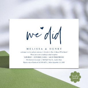 We hebben een moderne bruiloft Elopement receptie Kaart