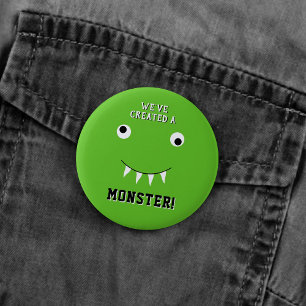 "We hebben een Monster" Halloween Baby shower Creë Ronde Button 5,7 Cm