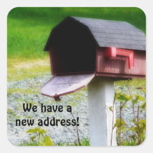 We hebben een nieuw adres - Land Mailbox Vierkante Sticker
