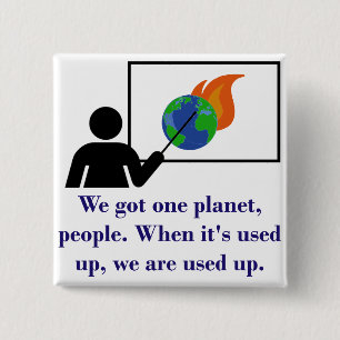 We hebben één planetair volk - Klimaatverandering- Vierkante Button 5,1 Cm