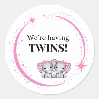We hebben een tweeling meisjes roze geboorte aanko ronde sticker