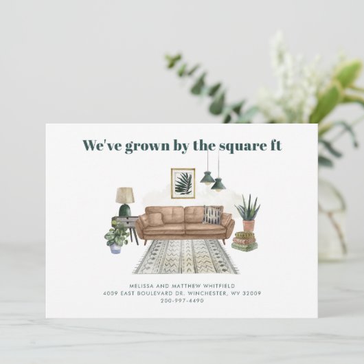 We hebben een wijziging van Adres Boho Moving Aankondiging (Staand voorkant)