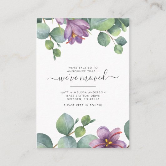 We hebben Eucalyptus adreswijziging verplaatst Visitekaartje (Voorkant)