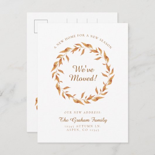 We hebben Fall Leaves Thanksgiving Moving Aankondigingskaart (Voorkant / Achterkant)