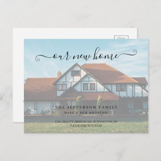 We hebben Faux Vellum Effect Foto Moving Aankondigingskaart (Voorkant / Achterkant)