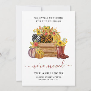 We hebben Floral Pumpkins Sunflower Herfst Moving Aankondiging