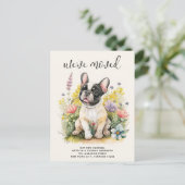 We hebben Franse buldog puppy bloemetjeshond verpl Aankondigingskaart (Staand voorkant)
