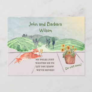 We hebben Fun Family Cat Celebrates Move Aankondigingskaart