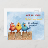 We hebben Funny Birds op Fence verplaatst Briefkaart (Voorkant / Achterkant)