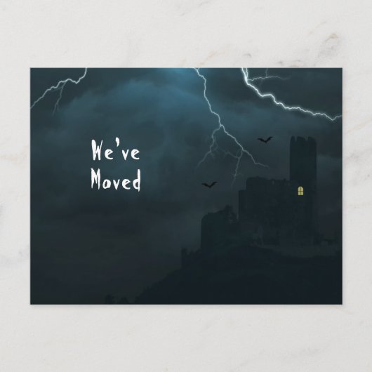 We hebben Funny Spooky New Home Dark Castle verpla Aankondigingskaart (Voorkant)