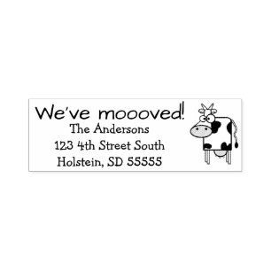 "We hebben gefilmd" & Funny Milk Cow Nieuw adres Zelfinktende Stempel