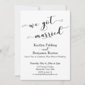We hebben gehuwd Script Black en White Reception Kaart (Voorkant)