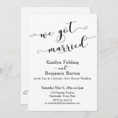 We hebben gehuwd Script Black en White Reception Kaart (Voorkant / Achterkant)