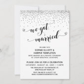 We hebben gehuwde Script Silver Confetti Reception Kaart (Voorkant)