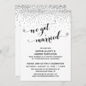 We hebben gehuwde Script Silver Confetti Reception Kaart (Voorkant / Achterkant)