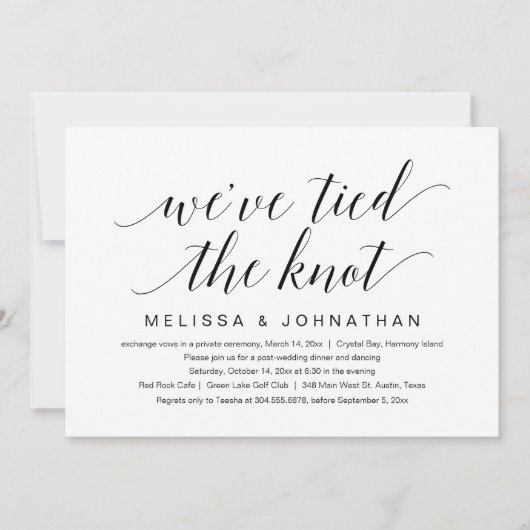 We hebben geknoopt, Bruiloft Elopement Feest Kaart (Voorkant)