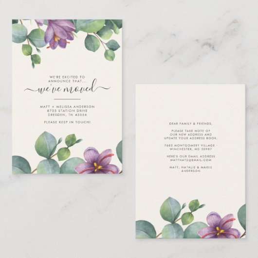 We hebben Greenery Eucalyptus Floral Moving Notitiekaartje (Voorkant / Achterkant)