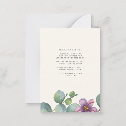 We hebben Greenery Eucalyptus Floral Moving Notitiekaartje (Achterkant)