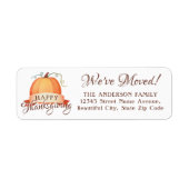 We hebben Happy Thanksgiving Pumpkin New Home verp Etiket (Voorkant)