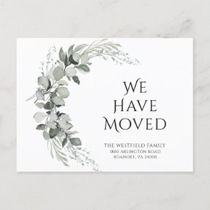 We hebben het groene Eucalyptus nieuwe adres verpl Aankondigingskaart